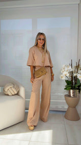 EN16 Linen top and wide leg pants set