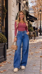 1528  Off shoulder long sleeve top