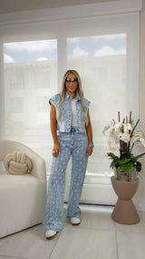 7492 Embroidery denim set