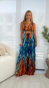 1553 Multicolor snake printed maxi dress