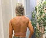 396 Ribbed open back crop top