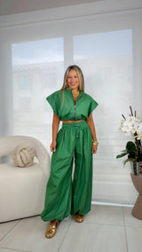 4649 Zip-up top and bubble pants set