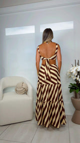 1932 Striped open back maxi dress Kiut
