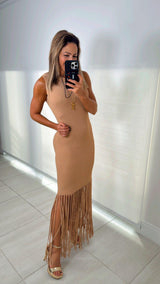 1652 Ribbed dress with fringes