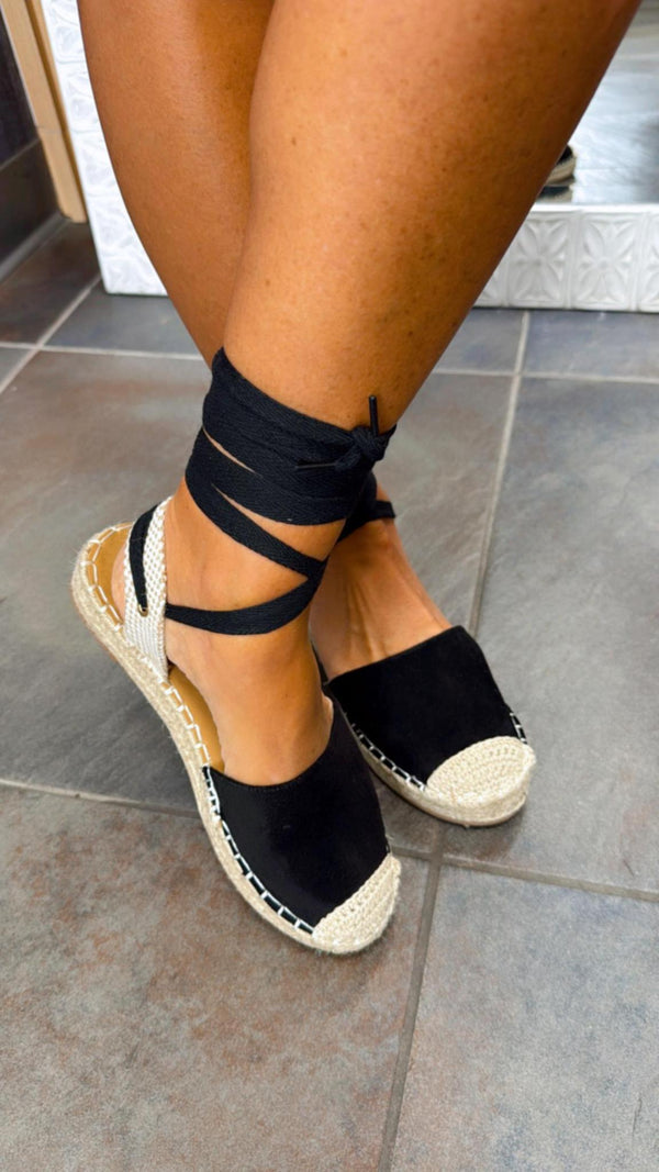 I03 Santorini leg wrap suede espadrilles