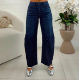 1974 High rise barrel with rhinestone pants