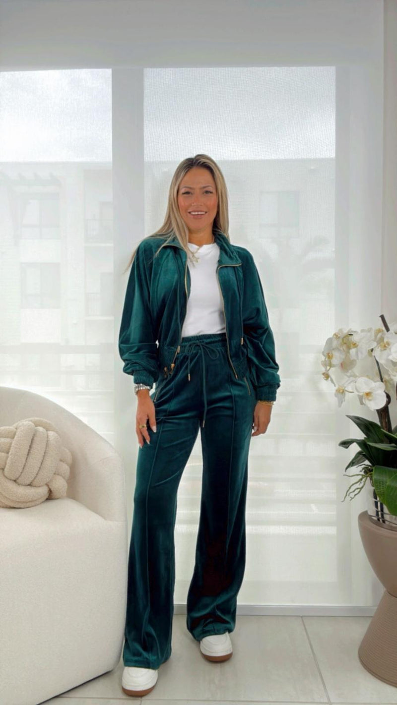 LOR2 Velour funnuel neck jacket and pants set