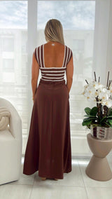 3302 Contrast stripe midi dress