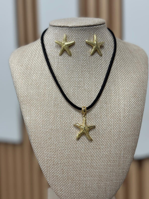DL27 Negro estrella de mar necklace set