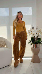 1314 Slouchy ankle barrel corduroy pants