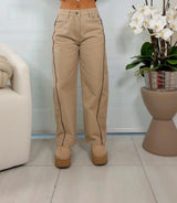 5254 Line detail comfy denim barrel pants