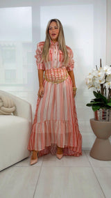 3870 Stripe blouse and skirt set