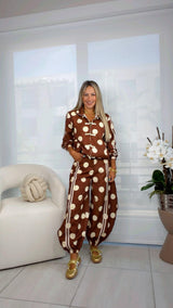 7058 Polka dot jacket and jogger set
