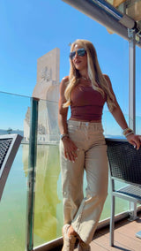 1058 High rise crop wide pants