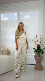 6126 Cut out embroidered overall jumpsuit