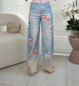 0290 Flowers print wide leg pants