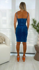 1073 Stretch denim mini dress