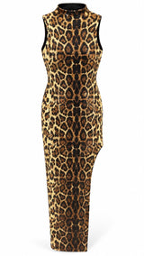 4082 Leopard sequin maxi dress