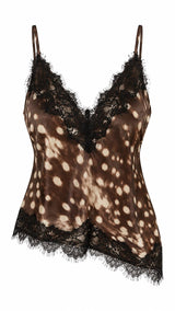 6160 Animal print cami top with lace