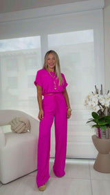 0021 Top and wide leg pants set