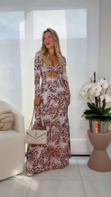 1765 Leopard print long sleeve maxi dress Kiut