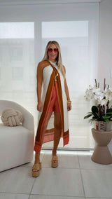 2503 Halter neck tunic top and short set