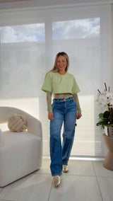 3002 Lace and crop top bodysuit