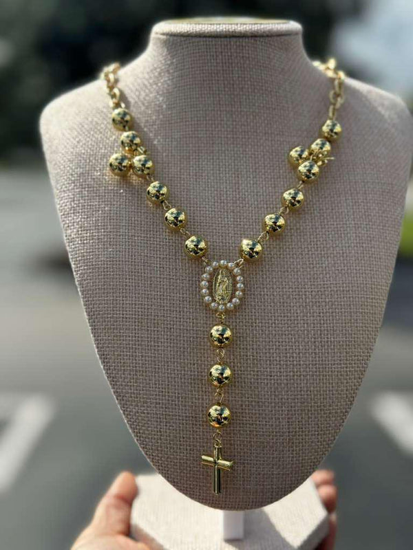 DL126 Rosario con perlas necklace con aretes