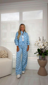 0085 Jacket polka dot and pants set