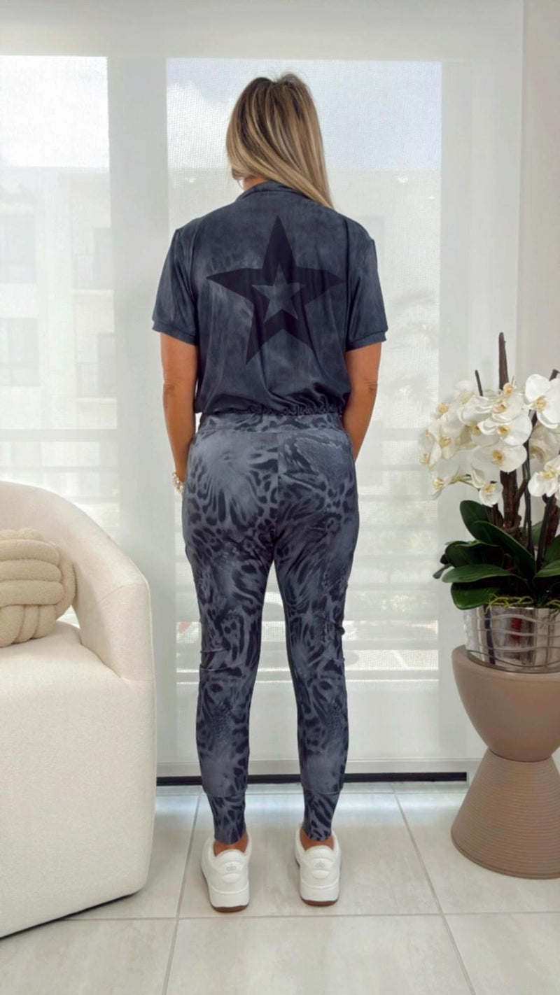 1580 Leopard star print jacket and jogger set