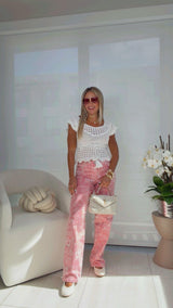 W939 Crochet tie waist top