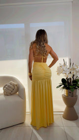 4168 Open back drapped maxi dress