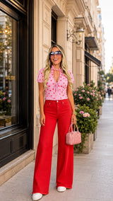 1019 High rise wide leg palazzo pants