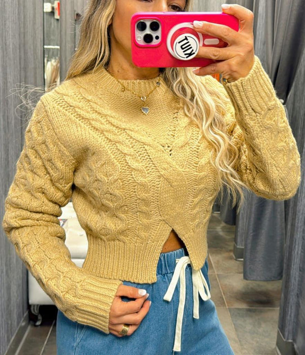 9718 Open front knit sweater