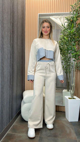 3395 Sweaters and wide leg pants set