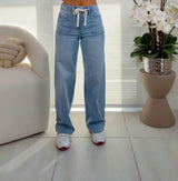 1485 High rise wide pants with waistband tie