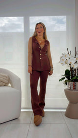 7003 Gold buttons vest and pans set