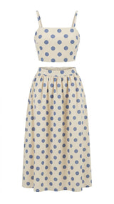 8196 Polka dot crop top and midi skirt set