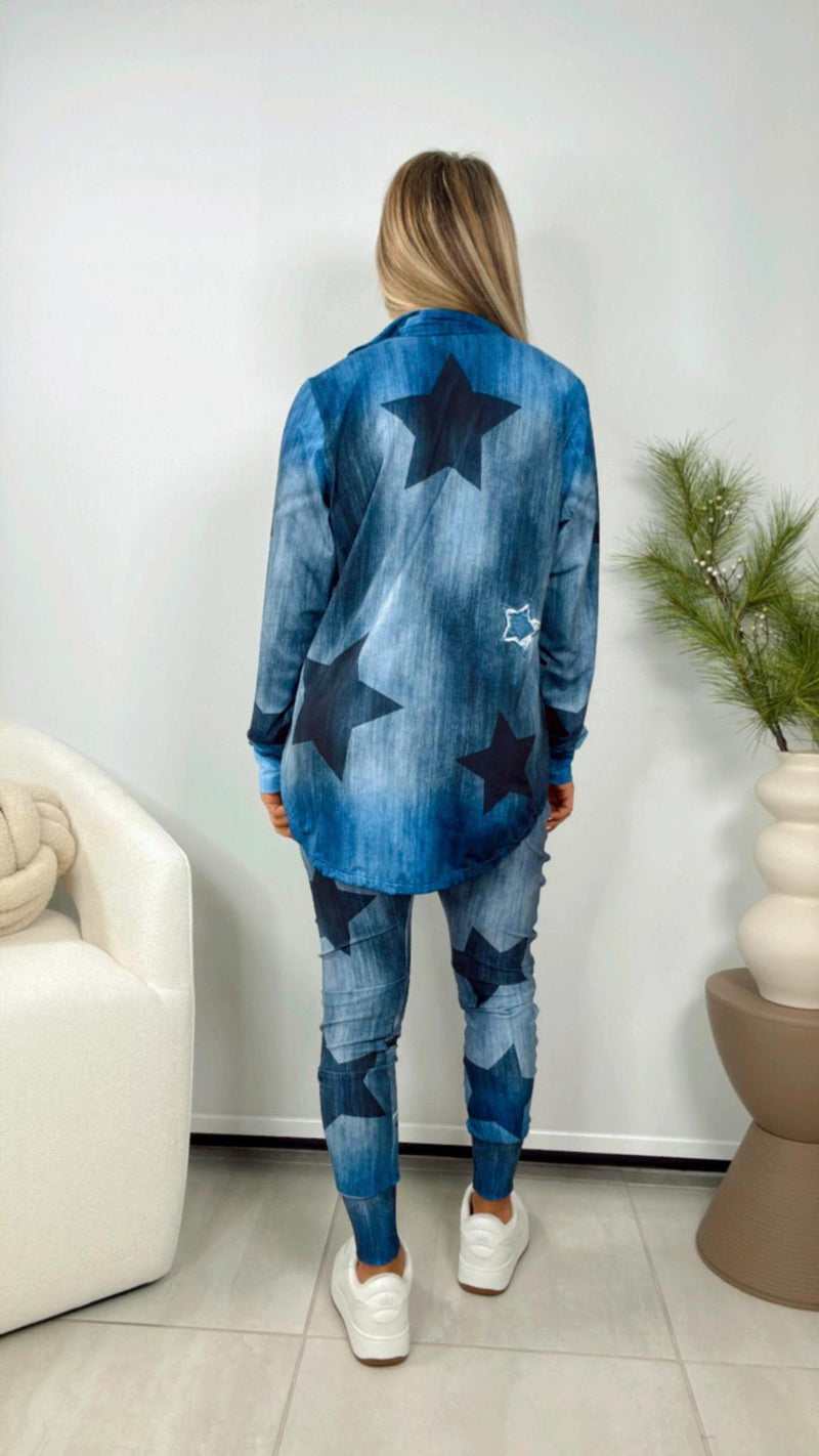 1549 Denim star jacket and jogger set