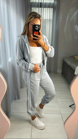 2727 Zipper hoodie and detail pants set