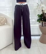 3857 Contrast drawstring detail pants