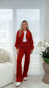 LOR2 Velour funnuel neck jacket and pants set
