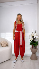 6243 Faux-Sleeve tie jumpsuit