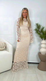 3812 long sleeve crochet maxi dress