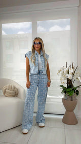 7492 Embroidery denim set