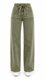 1485 High rise wide pants with waistband tie