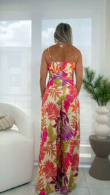 8717 Printed jumpsuit with sweetheart neckline