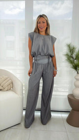 K622 Shoulder pads top and pants set