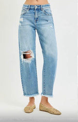 1881 High rise crop barrel distressed pants