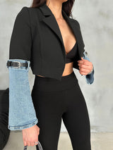 1350 Crop blazer with denim sleeve